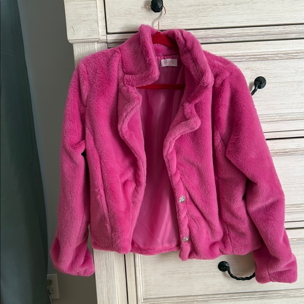 You Need To Calm Down Pink Fur Jacket - Medium